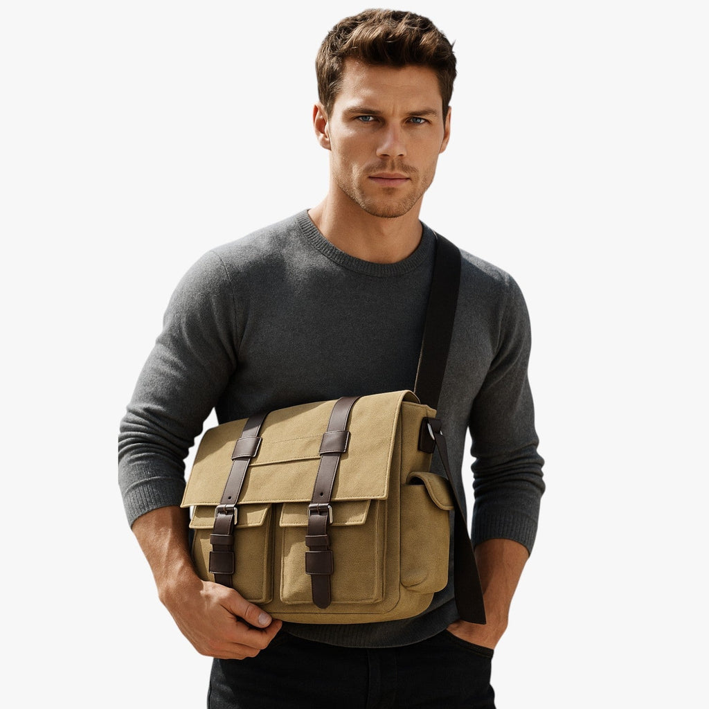 Men's Vintage Canvas-Look Nylon Crossbody Bag