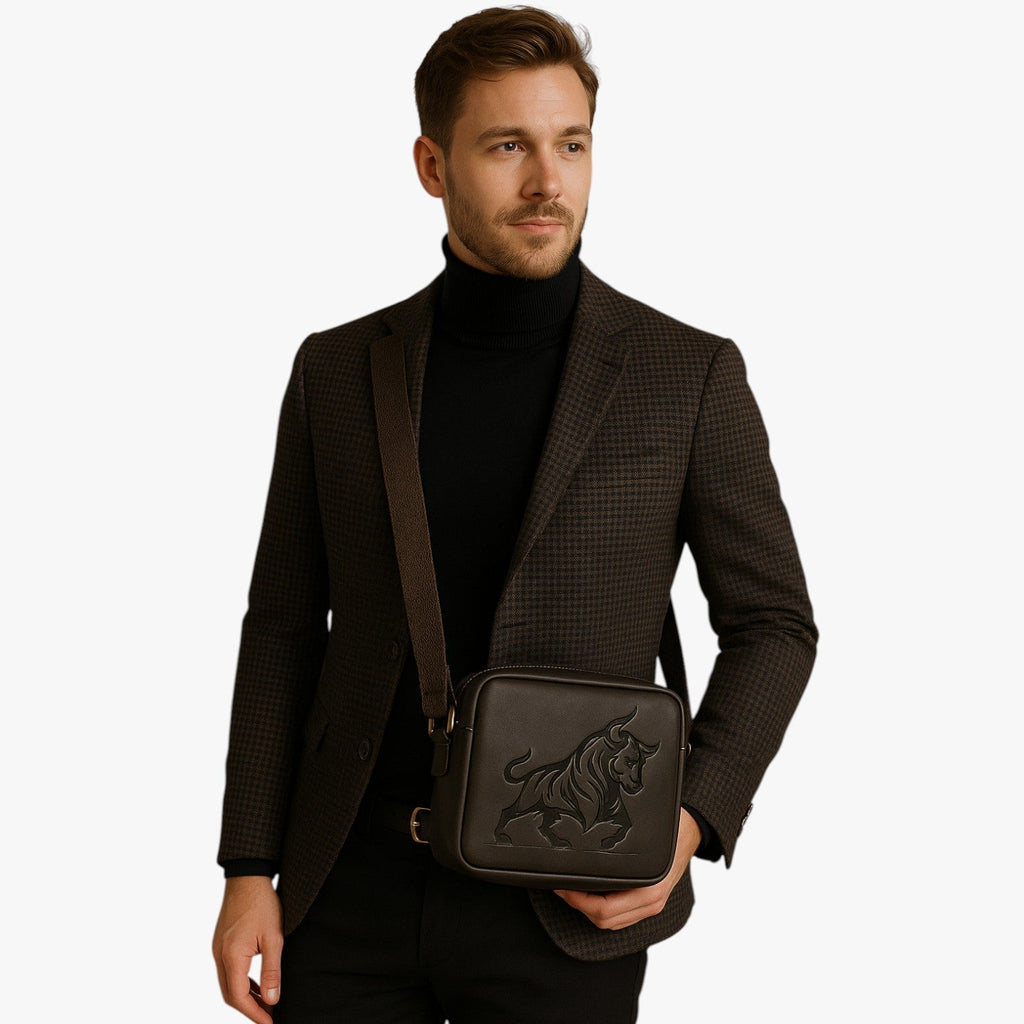 Men's Elegant Dark Brown Organised Shoulder Bag