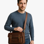 Unisex Anti-Theft Leather Shoulder Bag with Hidden Zips