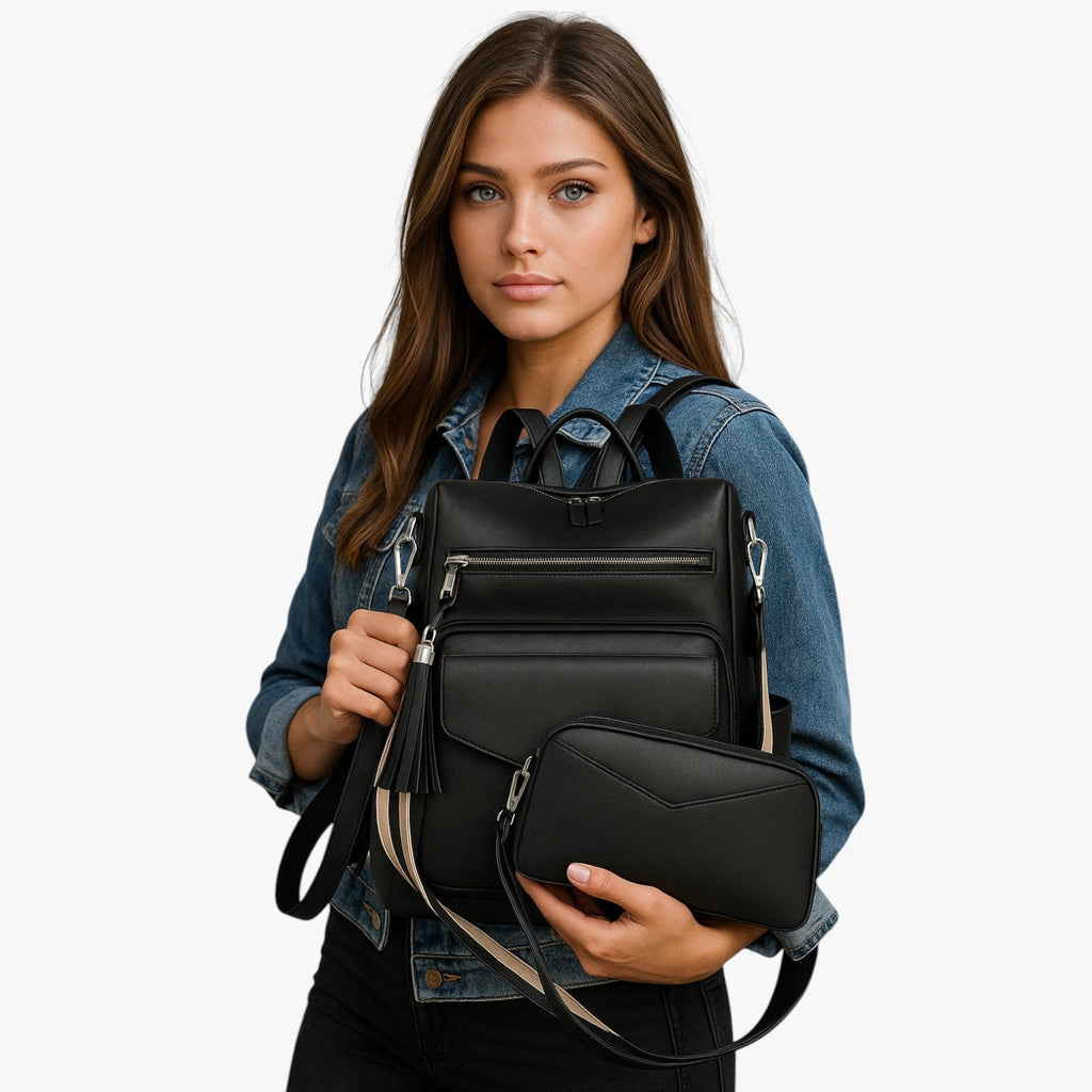 Elegant Soft Leather Backpack with Laptop Space