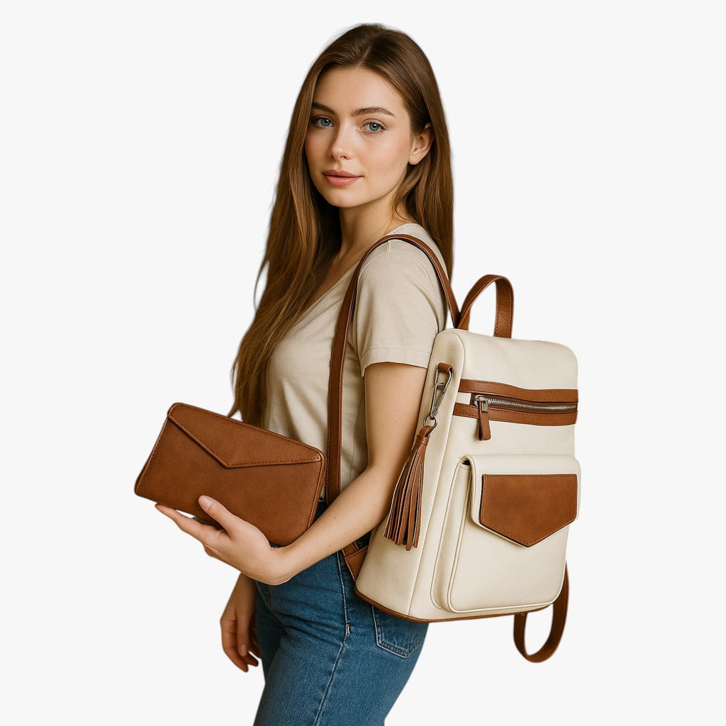 Elegant Soft Leather Backpack with Laptop Space