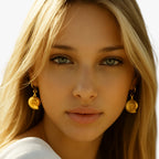 Coloured Steel Stud Earrings with Sea Motifs