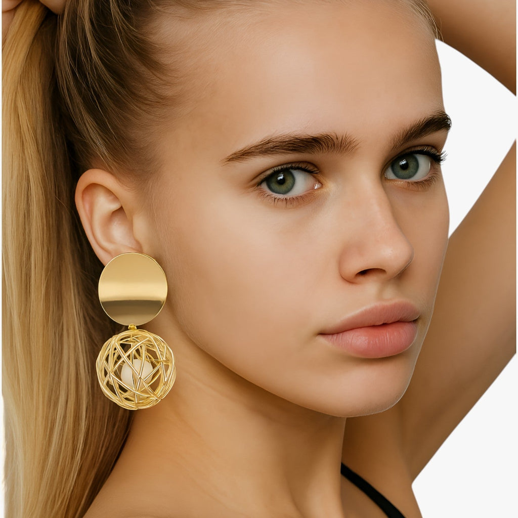 Braided Gold-Tone Hoop Earrings with Vintage Finish