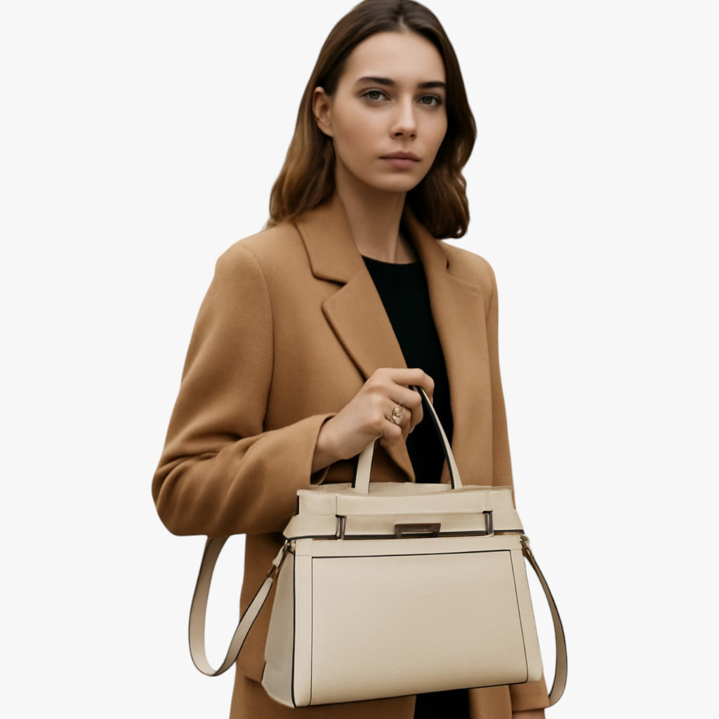 Genuine Cowhide Leather Slim Everyday Handbag
