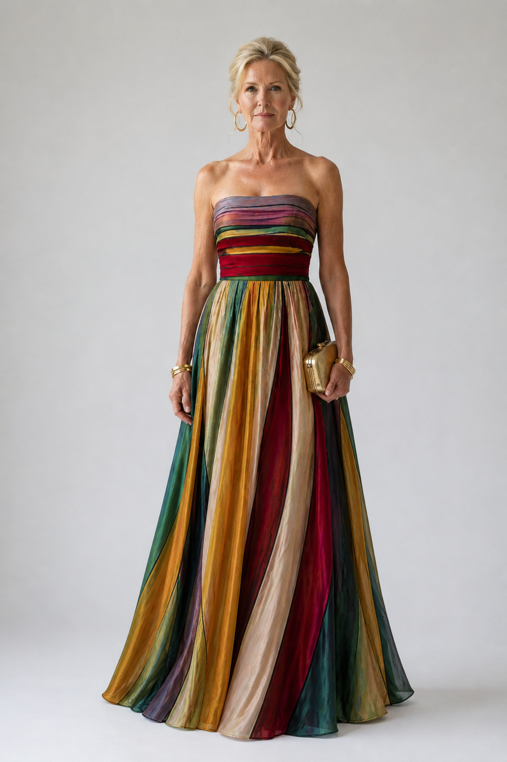 Strapless A-Line Dress with a Clean, Structured Neckline