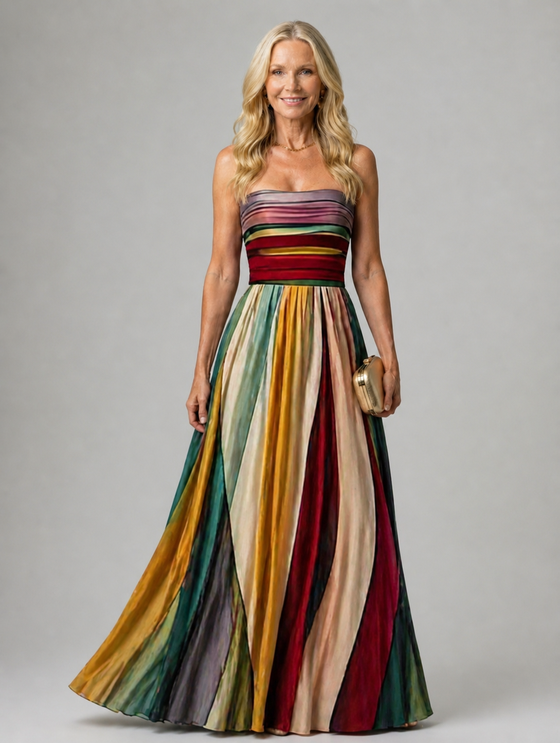 Strapless A-Line Dress with a Clean, Structured Neckline