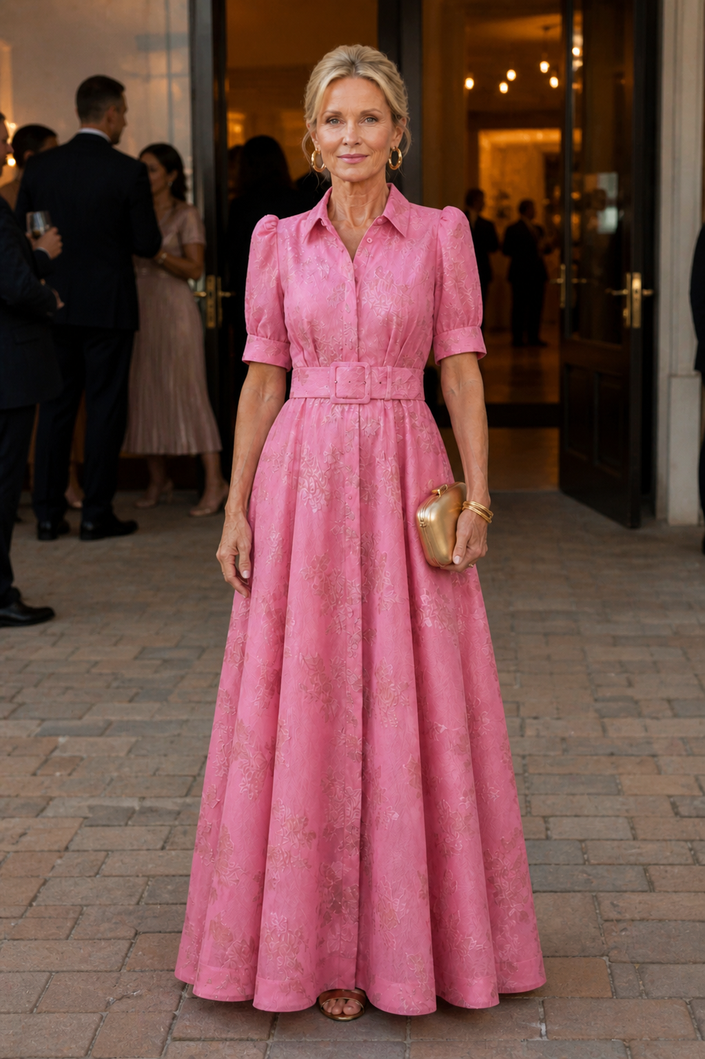 Maxi-jurk met bloemenprint en getailleerde riemtaille