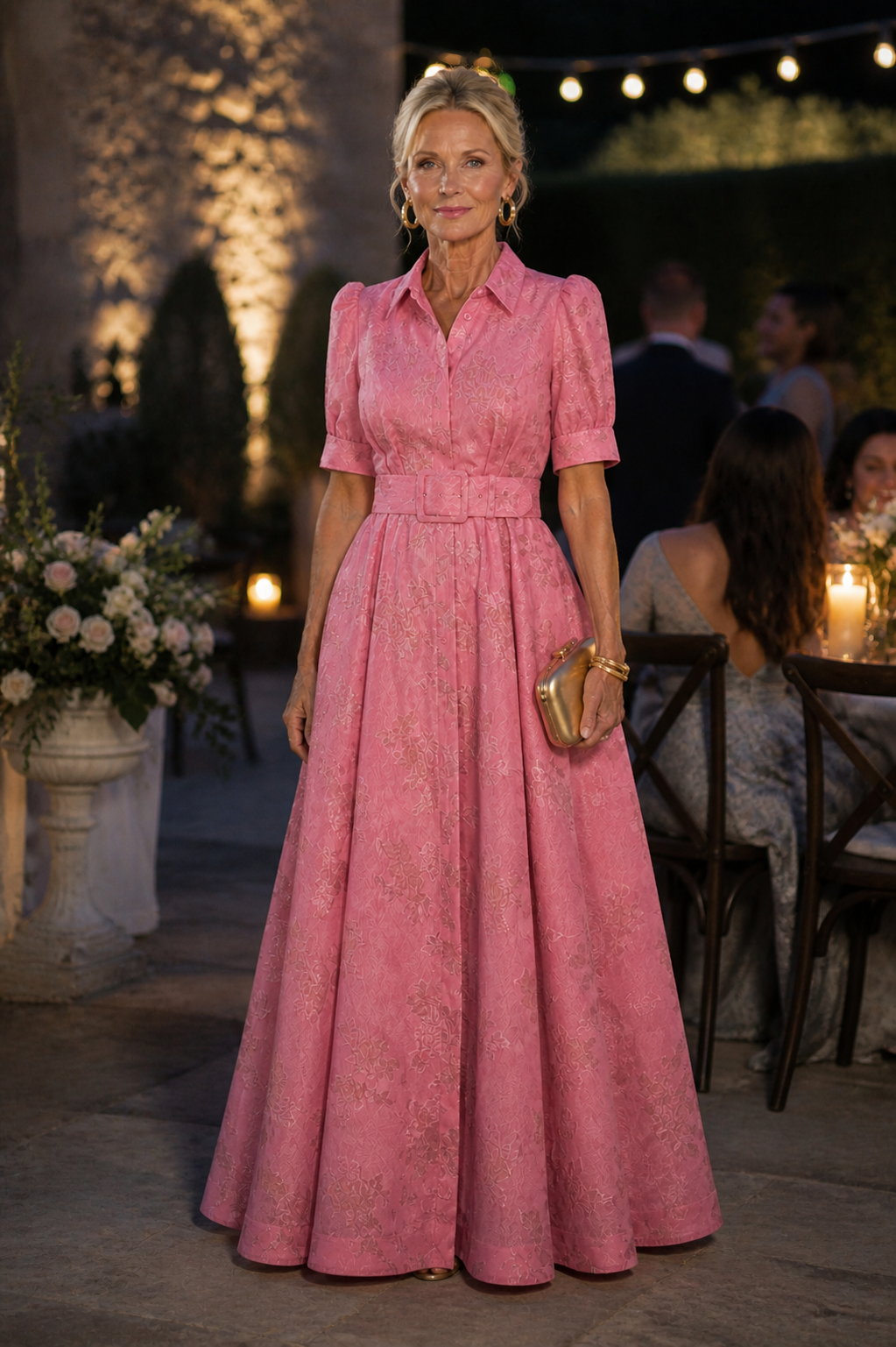 Maxi-jurk met bloemenprint en getailleerde riemtaille