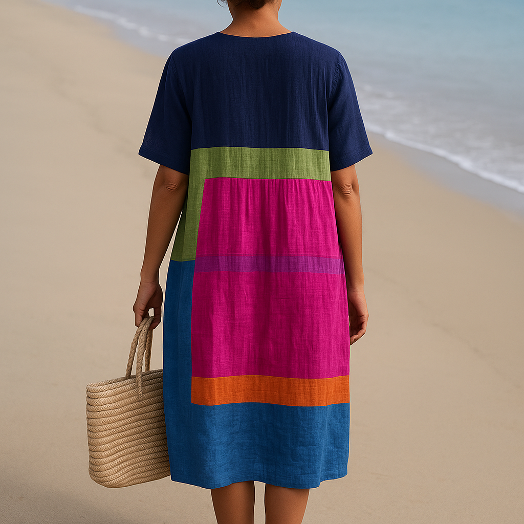 Colourblock jurk met vloeiend, licht silhouet