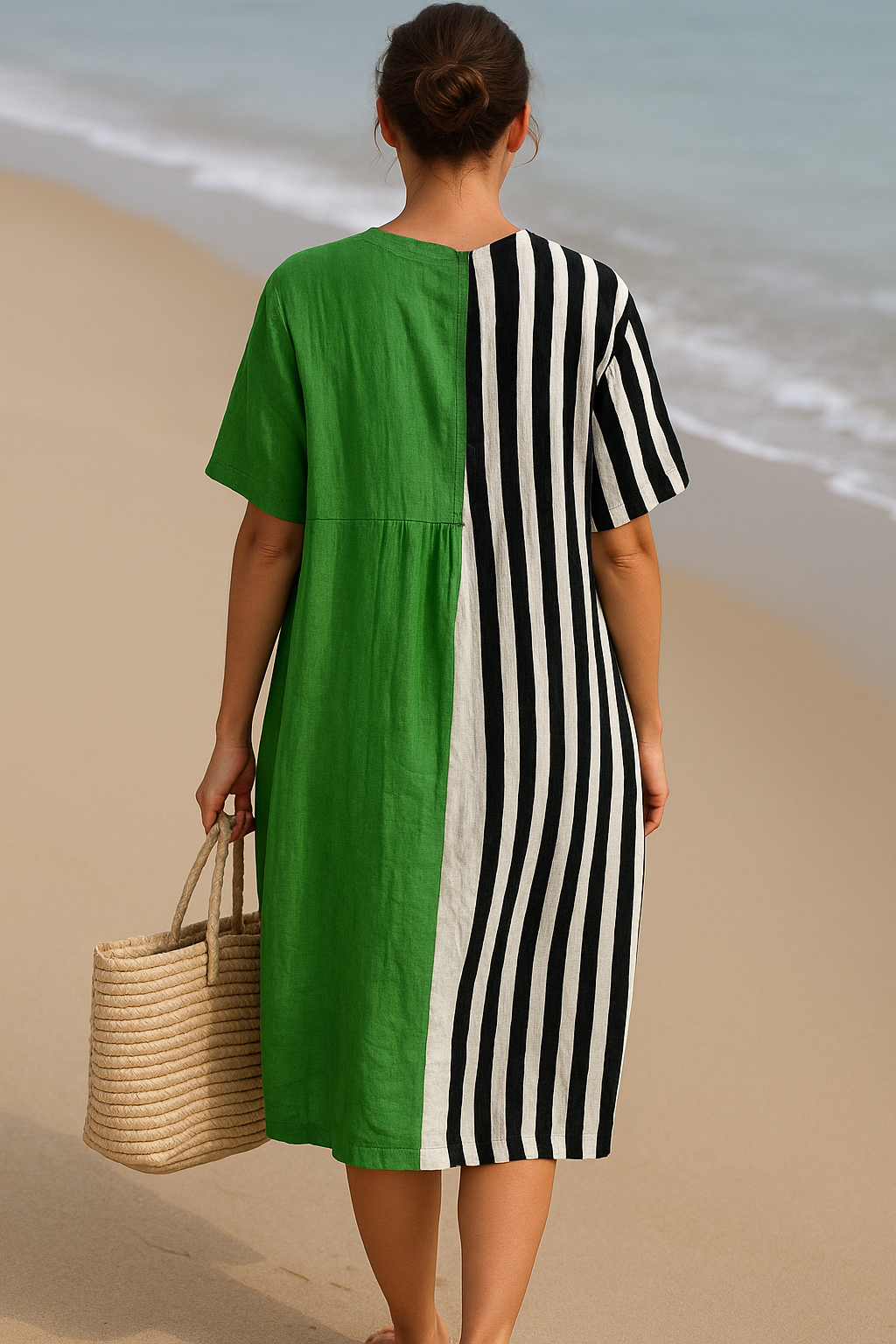 Colour-Block Striped Dress with a Relaxed Everyday Cut