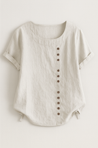 Linnen blouse met knoopsluiting en comfortabele pasvorm