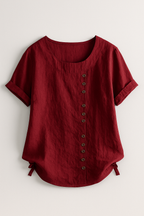 Linnen blouse met knoopsluiting en comfortabele pasvorm