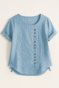Linnen blouse met knoopsluiting en comfortabele pasvorm