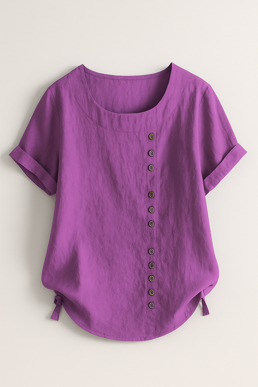Linnen blouse met knoopsluiting en comfortabele pasvorm