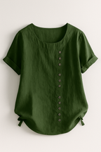 Linnen blouse met knoopsluiting en comfortabele pasvorm