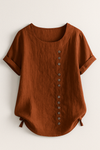 Linnen blouse met knoopsluiting en comfortabele pasvorm