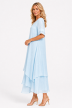 Open-Neckline Dress with a Flowing, Lightly Draped Cut