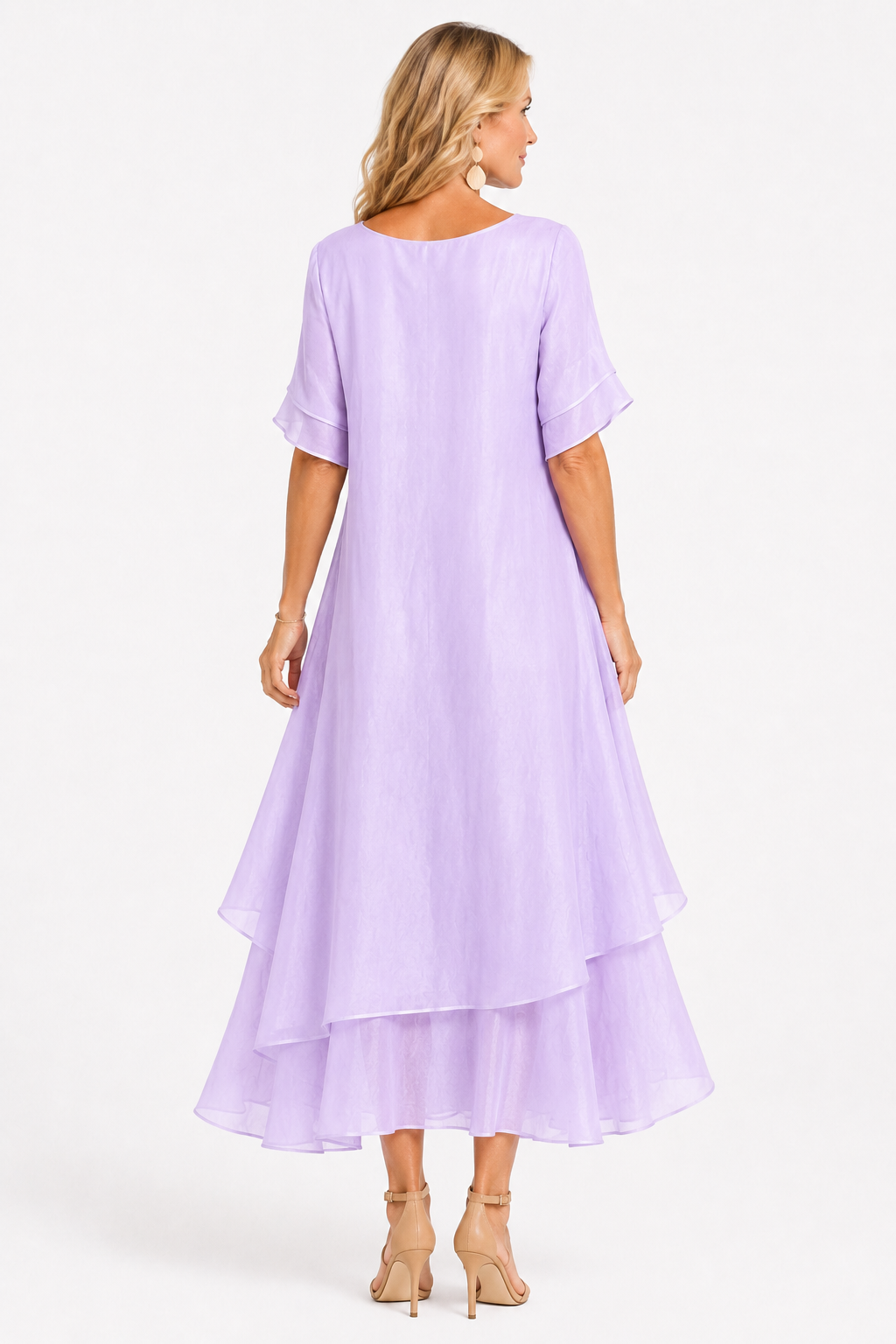 Open-Neckline Dress with a Flowing, Lightly Draped Cut