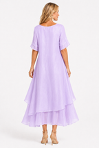 Open-Neckline Dress with a Flowing, Lightly Draped Cut