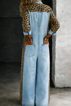 Denim Shirt Style Jumpsuit with Collar and Relaxed Cut