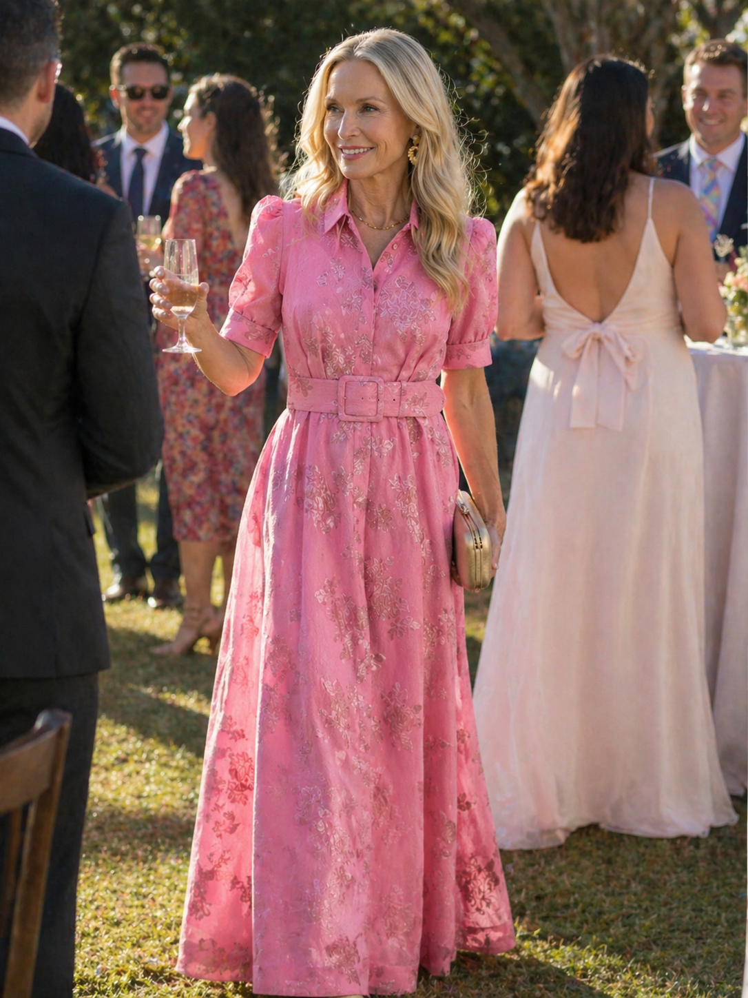 Maxi-jurk met bloemenprint en getailleerde riemtaille