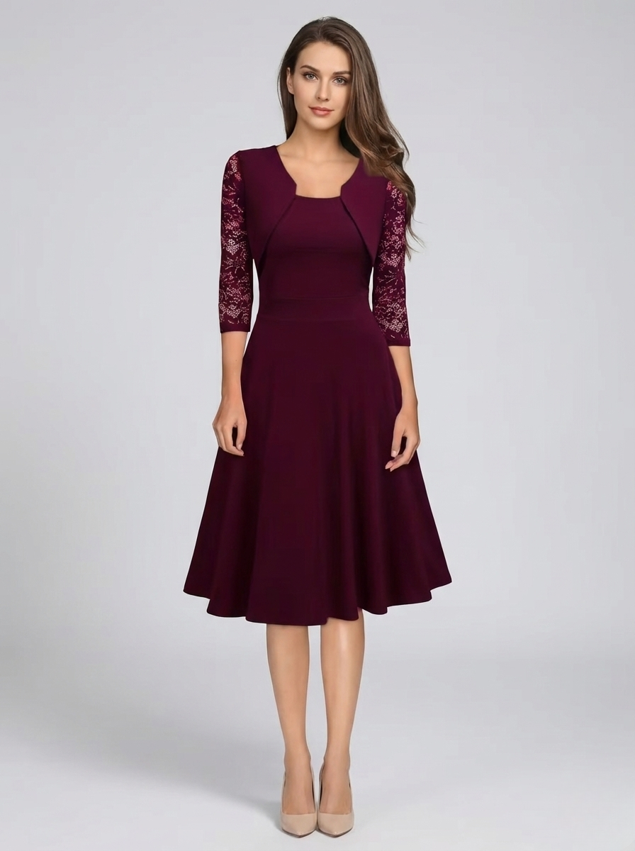 Lace Dress with Delicate Trims and a Flattering Soft Cut