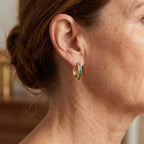 Gold-Plated Zirconia Hinged Hoop Earrings