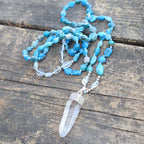 Blue Apatite and Clear Quartz Crystal Necklace