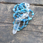 Blue Apatite and Clear Quartz Crystal Necklace