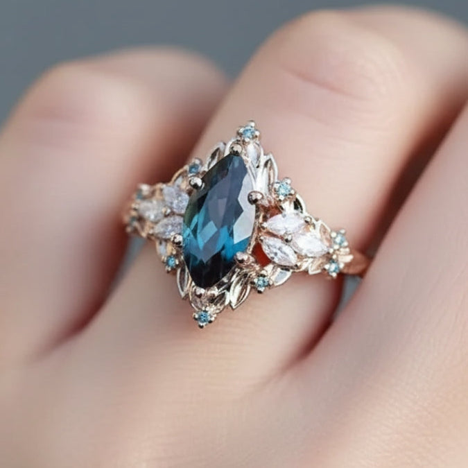 Blue Crystalline Statement Ring