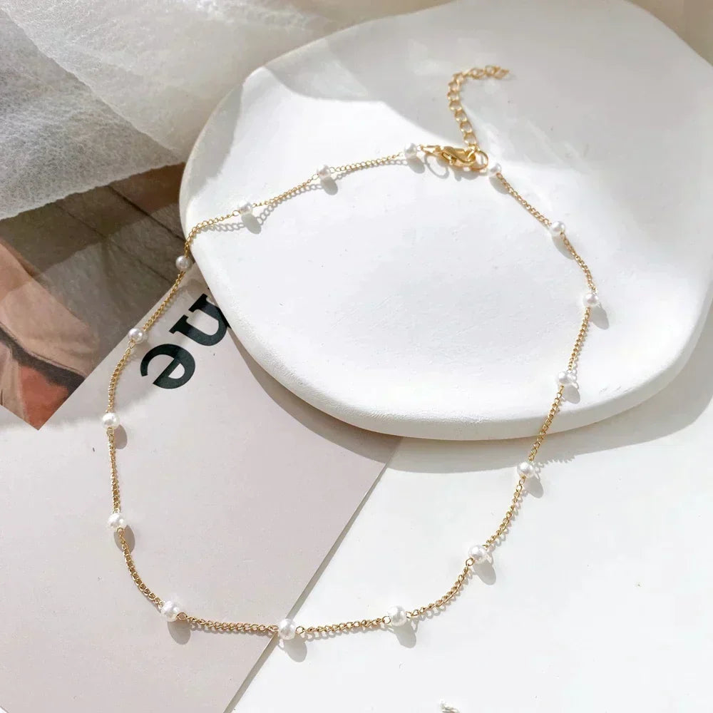 Small Pearl Gold-Plated Necklace