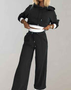 Hoodie and Drawstring Jogger Set with Relaxed Loose Fit