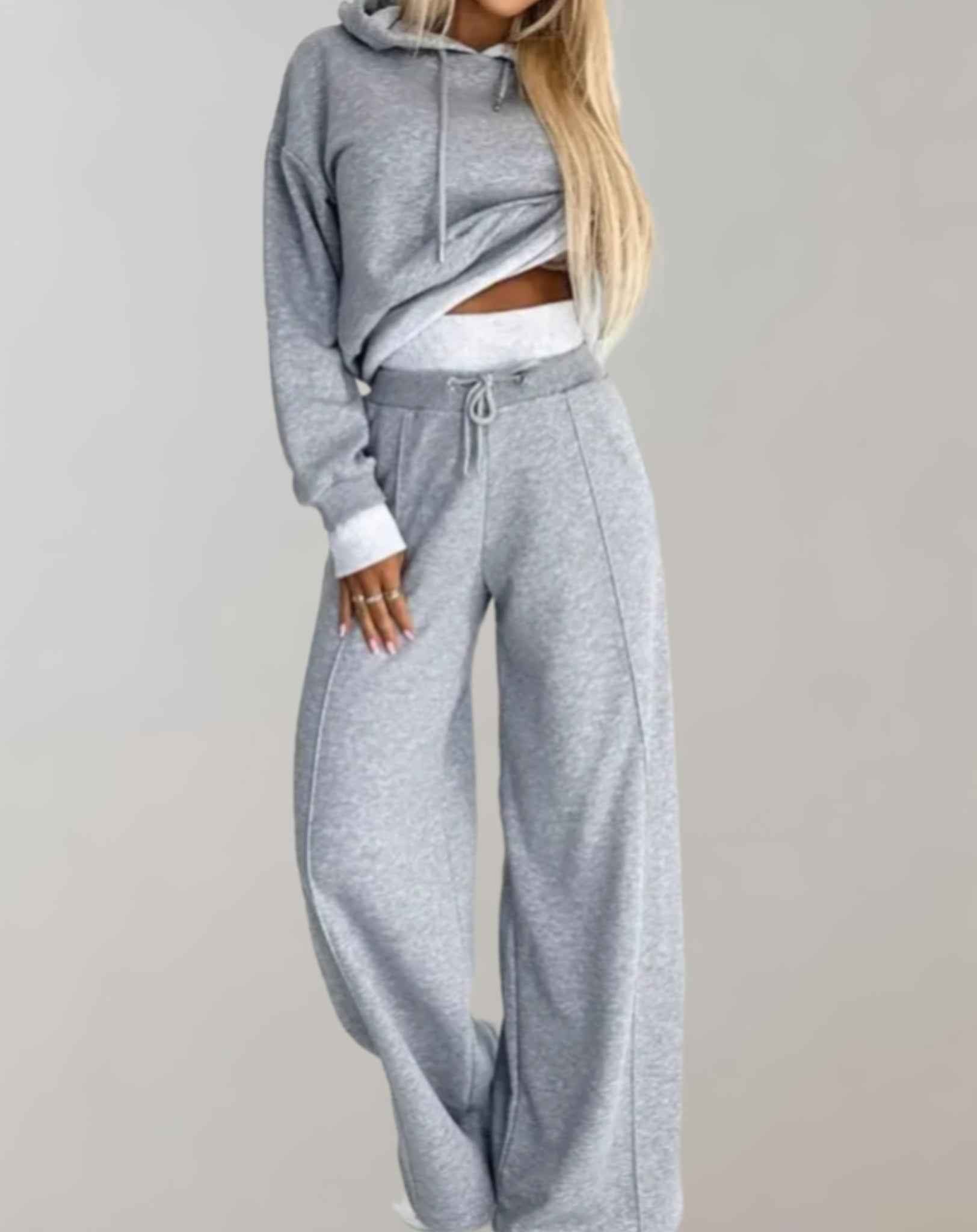 Hoodie and Drawstring Jogger Set with Relaxed Loose Fit