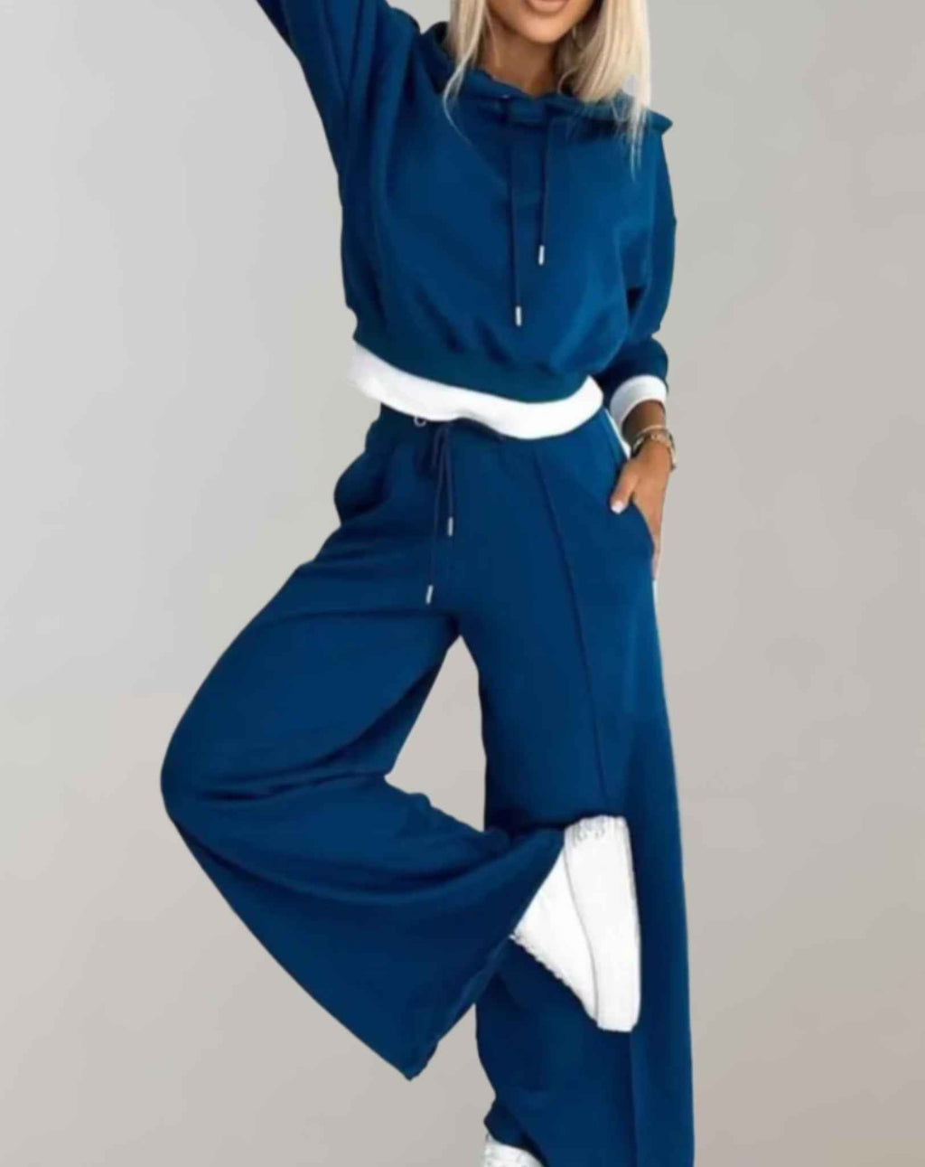 Hoodie and Drawstring Jogger Set with Relaxed Loose Fit