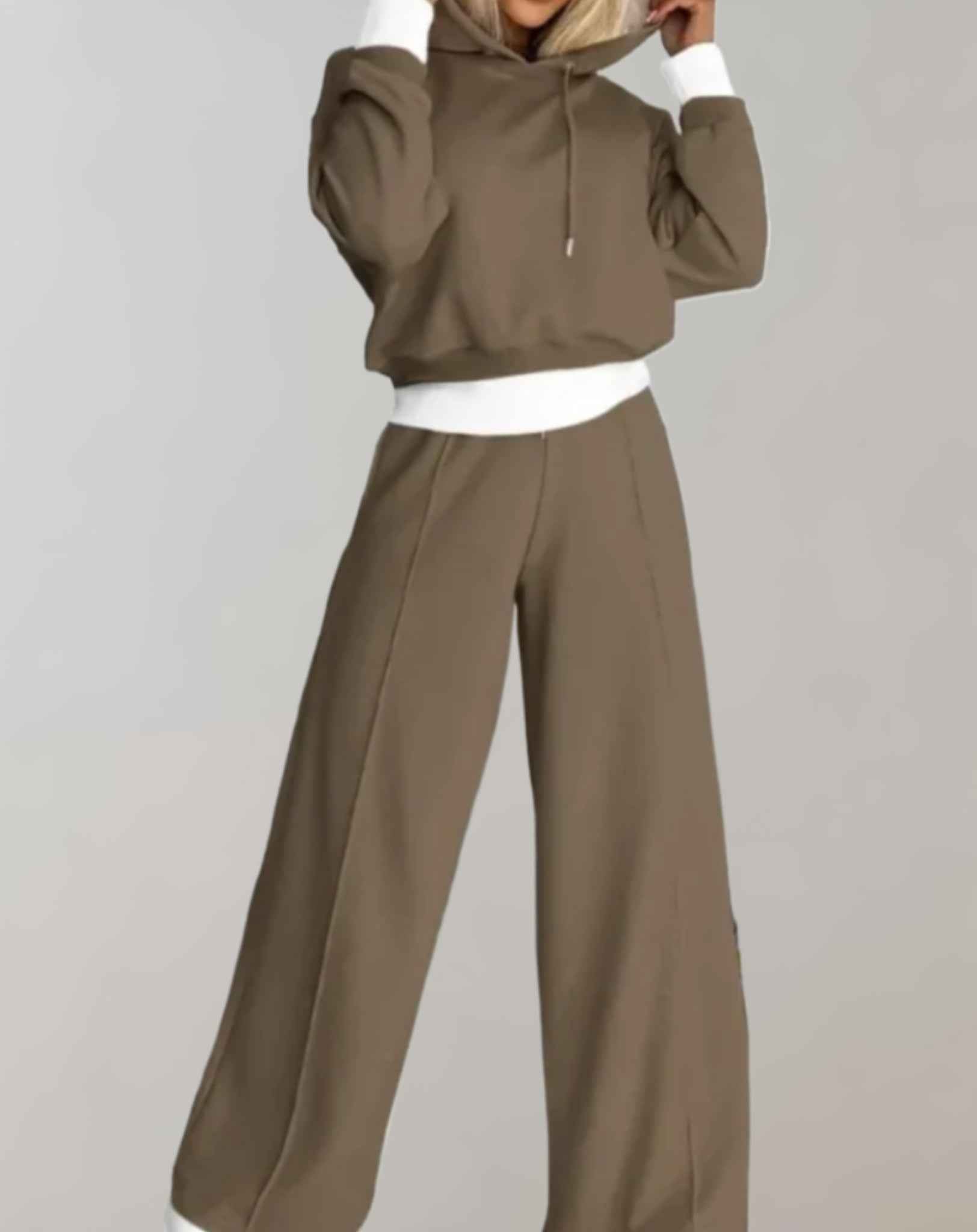 Hoodie and Drawstring Jogger Set with Relaxed Loose Fit