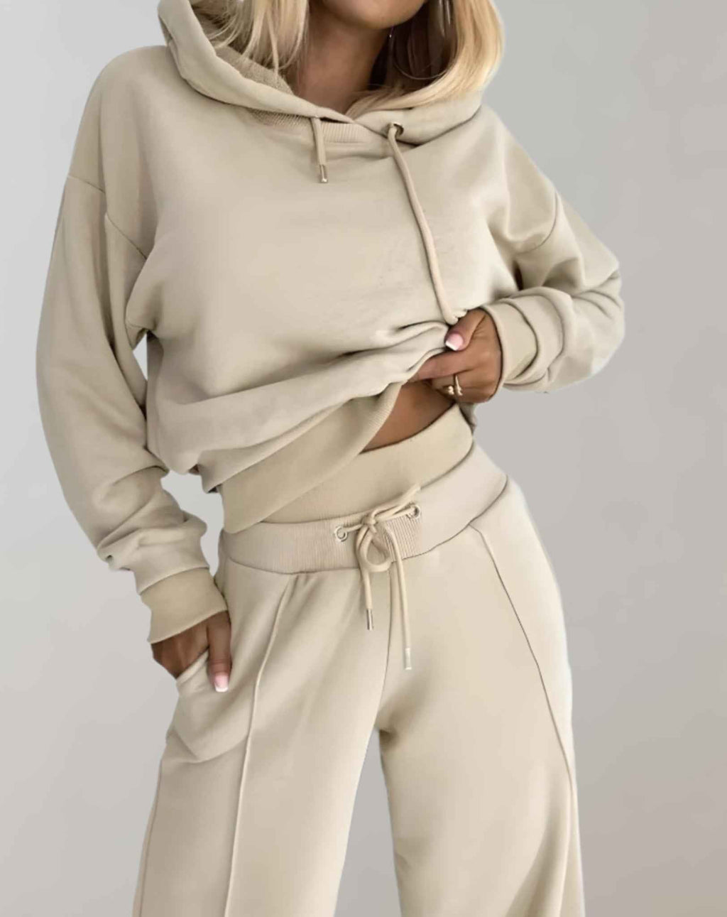 Hoodie and Drawstring Jogger Set with Relaxed Loose Fit