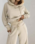 Hoodie and Drawstring Jogger Set with Relaxed Loose Fit