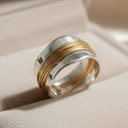 Silver-Tone Ring with Gold-Tone Thread Wrap