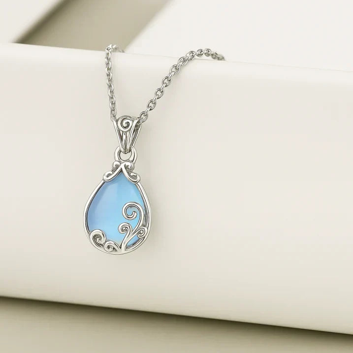 Moonstone Necklace in Silver and Blue