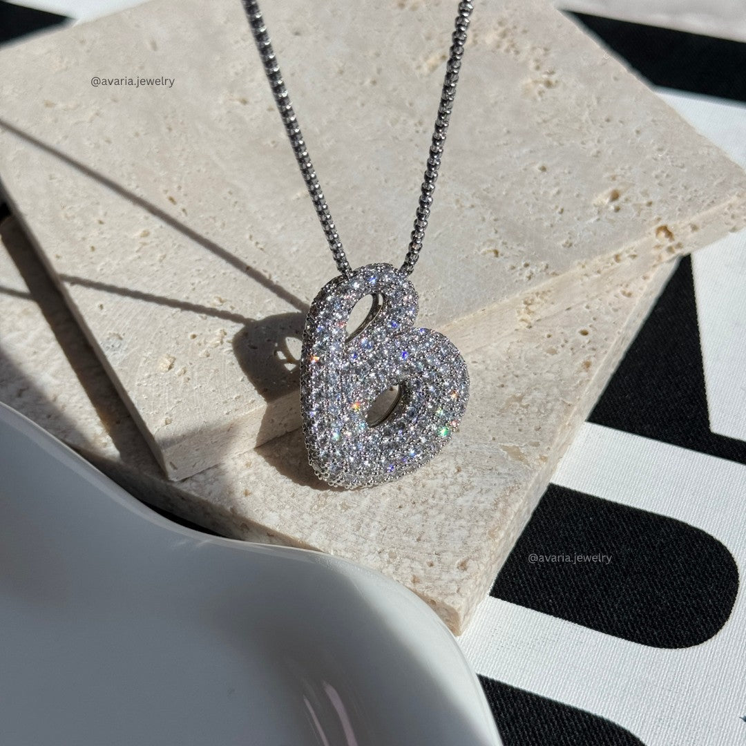 Pavé Bubble Initial Necklace