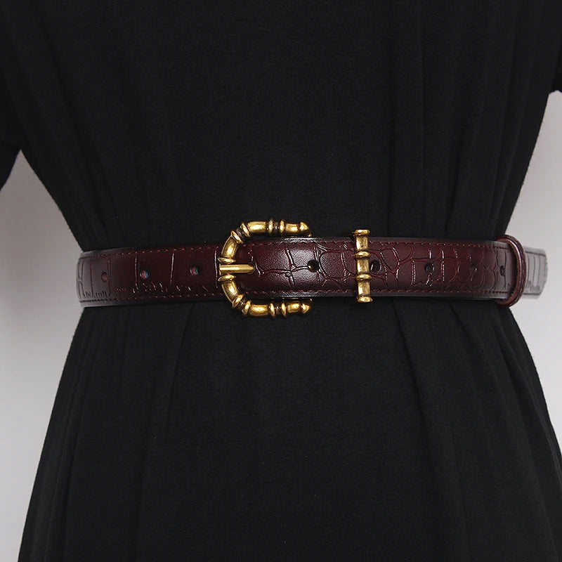 Mock-Croc Waist Belt in Faux Leather