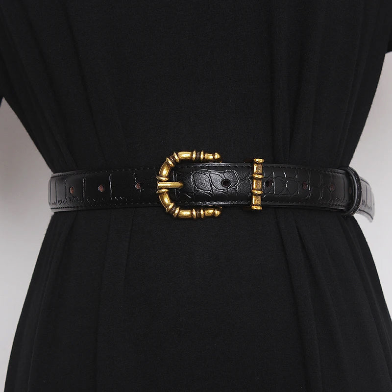 Mock-Croc Waist Belt in Faux Leather