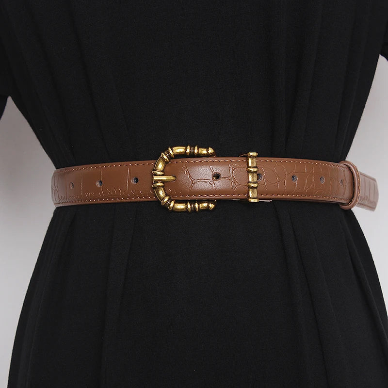 Mock-Croc Waist Belt in Faux Leather