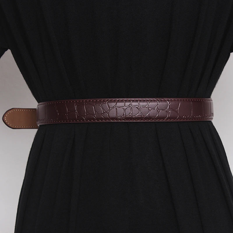 Mock-Croc Waist Belt in Faux Leather