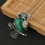Crystal Owl Pendant Necklace in Many Stones