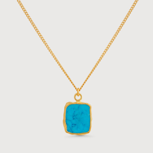 Turquoise Gemstone Gold-Plated Necklace