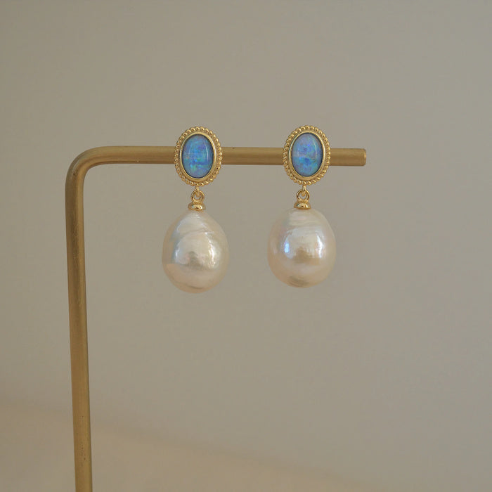 Vintage-Style Olive Crystal and Pearl Earrings