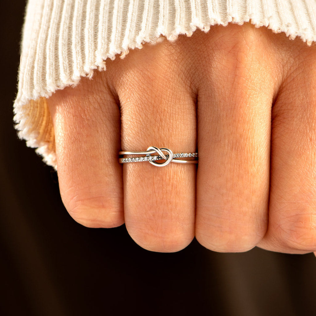 Silver-Tone Mother and Daughter Knot Ring