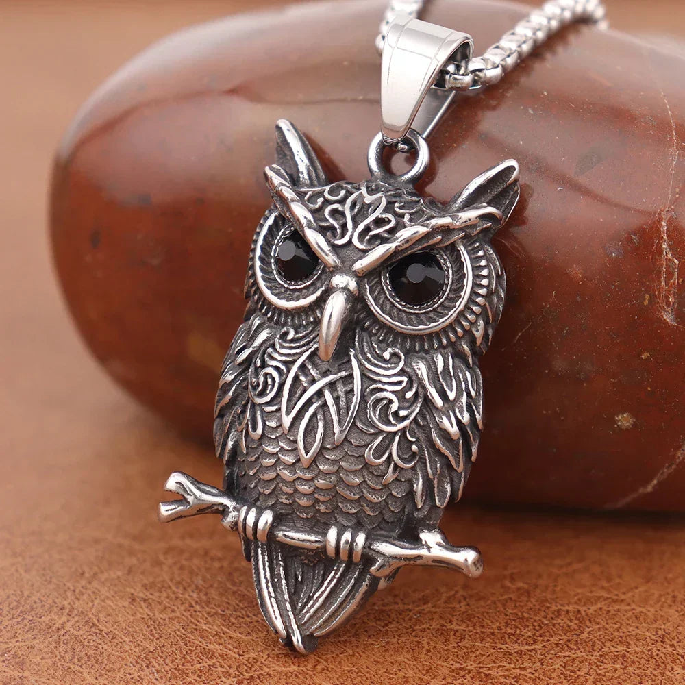 Vintage-Style Celtic Owl Pendant Necklace