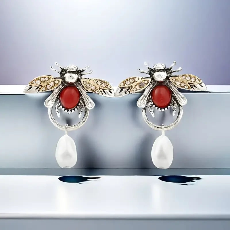 Vintage-Style Bee Drop Earrings